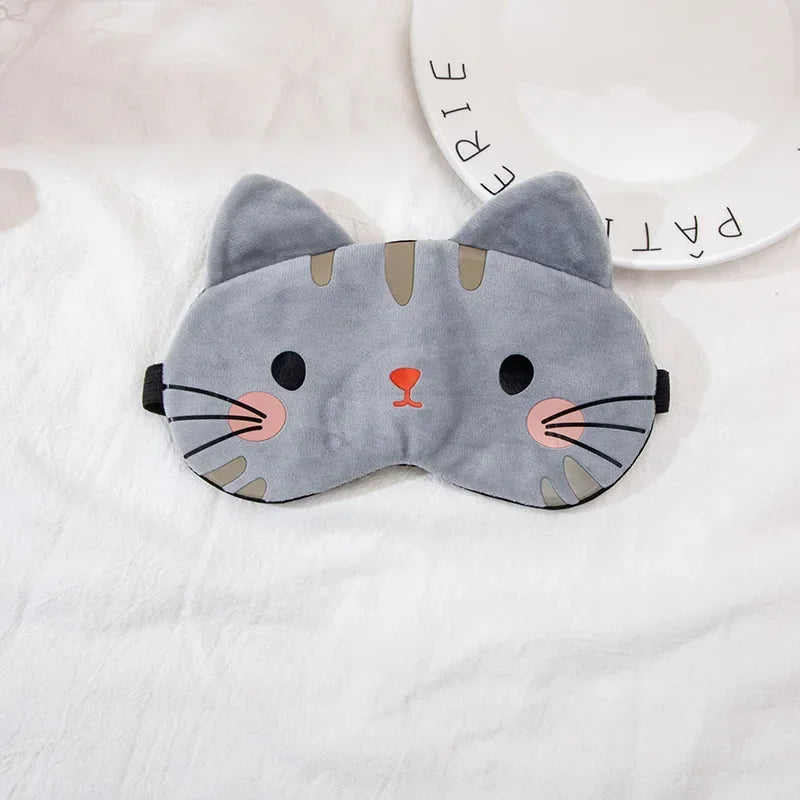 Antifaz para Dormir de Peluche (Diseño Gato / Perrito Kawaii)