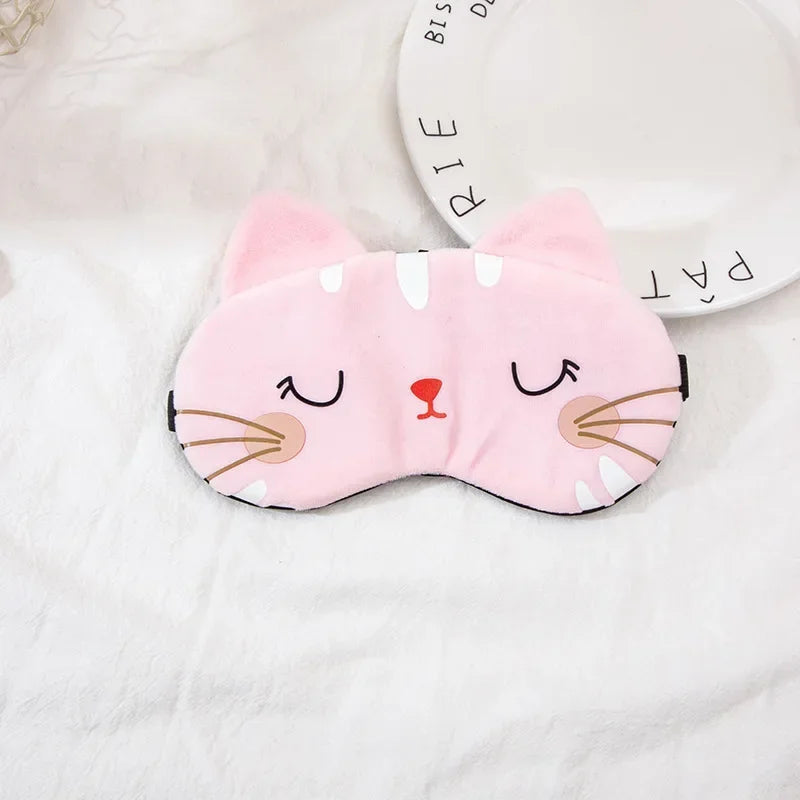 Antifaz para Dormir de Peluche (Diseño Gato / Perrito Kawaii)